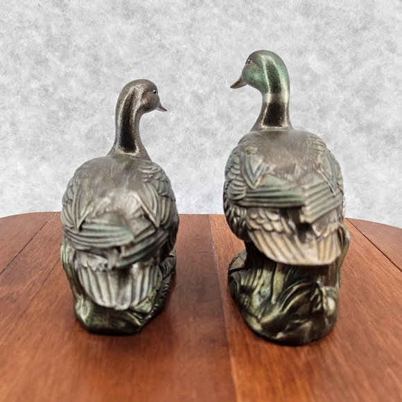 Duck Figurine Ceramic Handmade/Painted 5" & 4" Tall Vintage 1969 Male Female Set - Picture 7 of 13